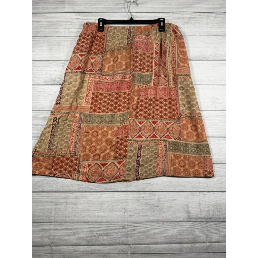 Vintage Blair 2XL Patchwork Paisley Boho Midi Skirt Elastic Waist 4066